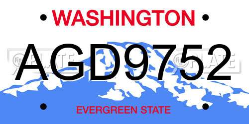 AGD9752 Washington License Plate