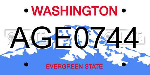 AGE0744 Washington License Plate