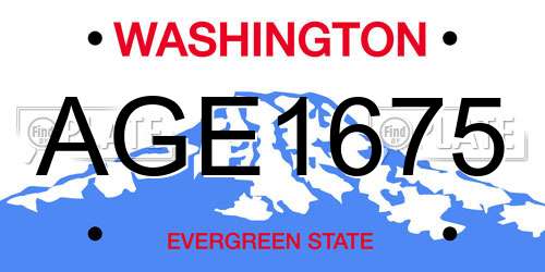 AGE1675 Washington License Plate
