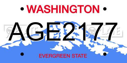 AGE2177 Washington License Plate