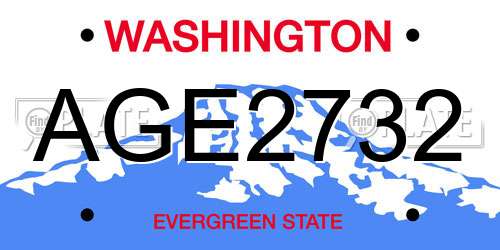 AGE2732 Washington License Plate