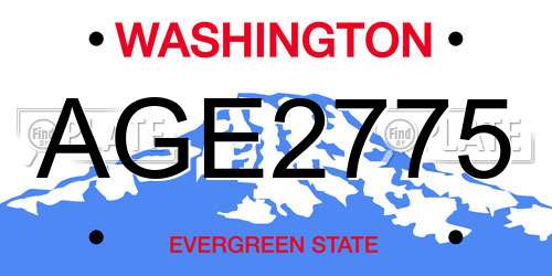 AGE2775 Washington License Plate
