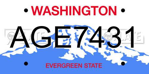 AGE7431 Washington License Plate