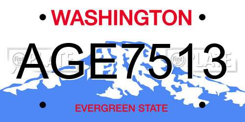 AGE7513 Washington License Plate