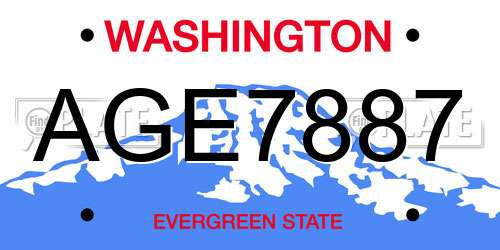 AGE7887 Washington License Plate