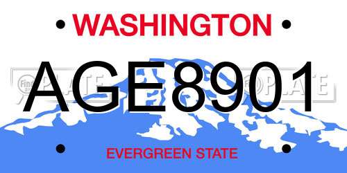AGE8901 Washington License Plate