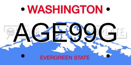 AGE99G Washington License Plate