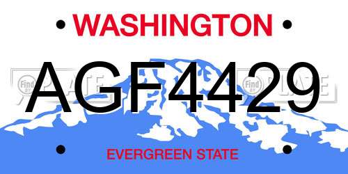 AGF4429 Washington License Plate