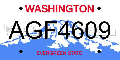 AGF4609 Washington License Plate