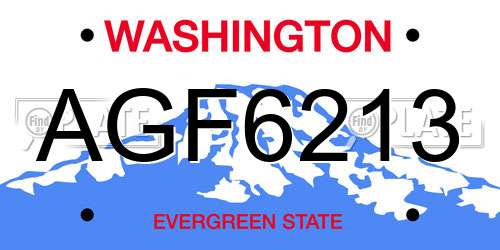 AGF6213 Washington License Plate