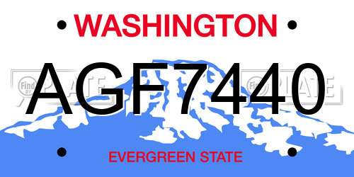 AGF7440 Washington License Plate