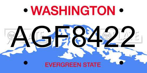 AGF8422 Washington License Plate