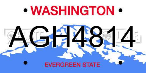 AGH4814 Washington License Plate