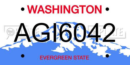 AGI6042 Washington License Plate