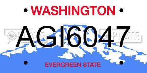 AGI6047 Washington License Plate