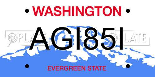 AGI85I Washington License Plate