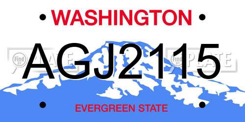 AGJ2115 Washington License Plate