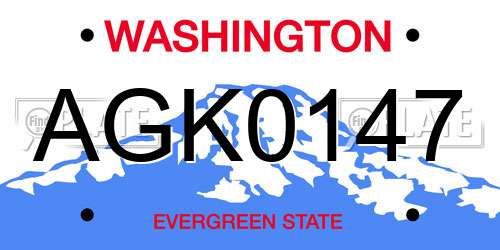 AGK0147 Washington License Plate
