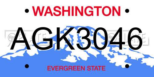 AGK3046 Washington License Plate