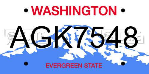 AGK7548 Washington License Plate