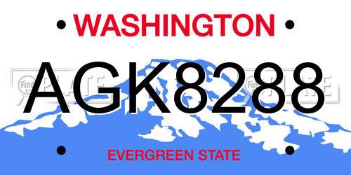 AGK8288 Washington License Plate
