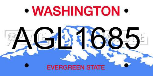 AGL1685 Washington License Plate