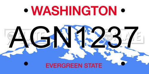 AGN1237 Washington License Plate