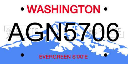 AGN5706 Washington License Plate