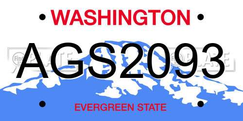 AGS2093 Washington License Plate