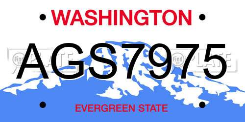 AGS7975 Washington License Plate