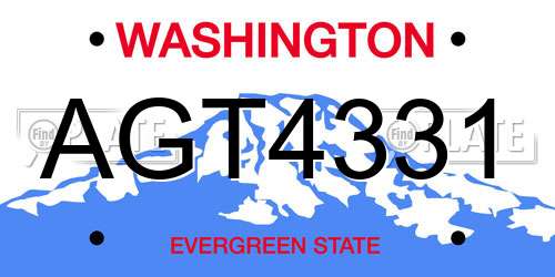 AGT4331 Washington License Plate