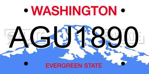 AGU1890 Washington License Plate
