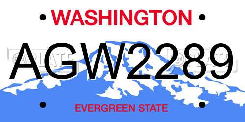 AGW2289 Washington License Plate