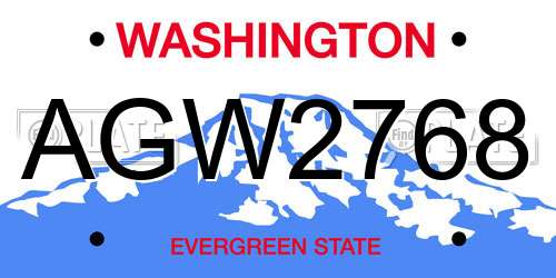 AGW2768 Washington License Plate