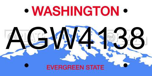 AGW4138 Washington License Plate