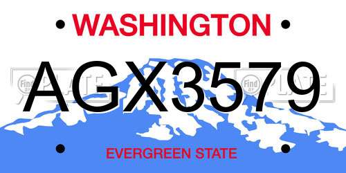 AGX3579 Washington License Plate