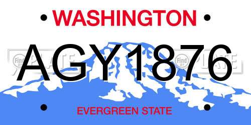 AGY1876 Washington License Plate