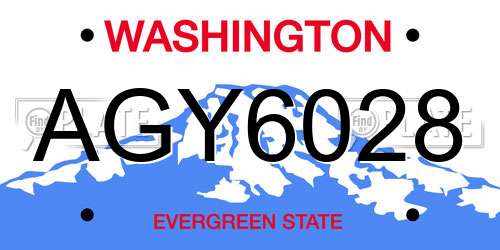 AGY6028 Washington License Plate