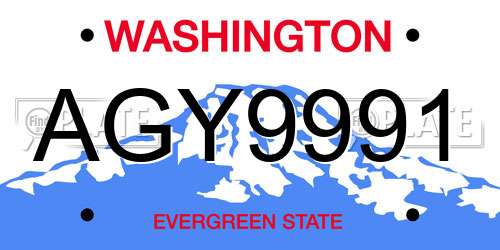 AGY9991 Washington License Plate