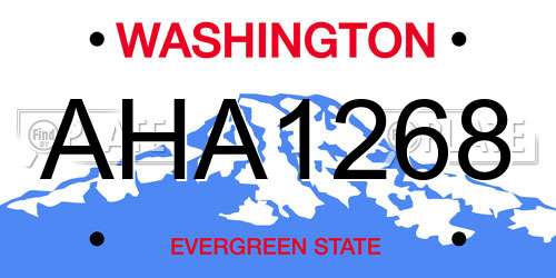 AHA1268 Washington License Plate