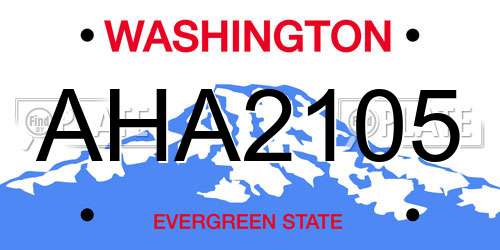 AHA2105 Washington License Plate