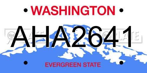 AHA2641 Washington License Plate