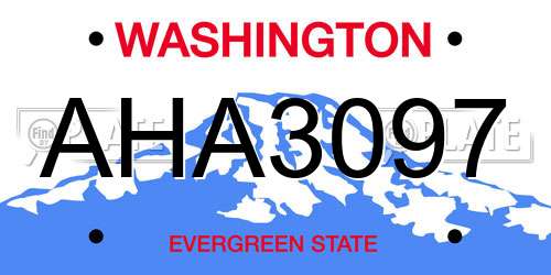 AHA3097 Washington License Plate