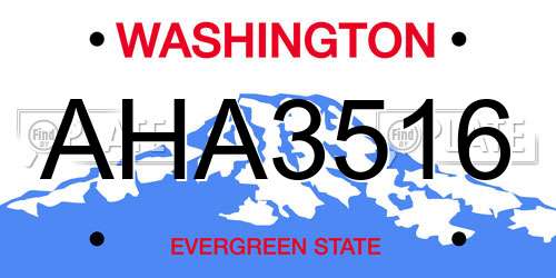 AHA3516 Washington License Plate