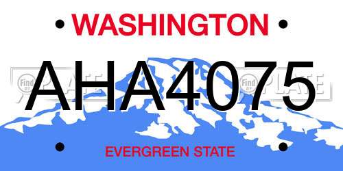 AHA4075 Washington License Plate