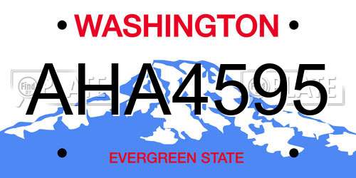 AHA4595 Washington License Plate