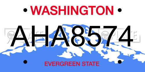 AHA8574 Washington License Plate