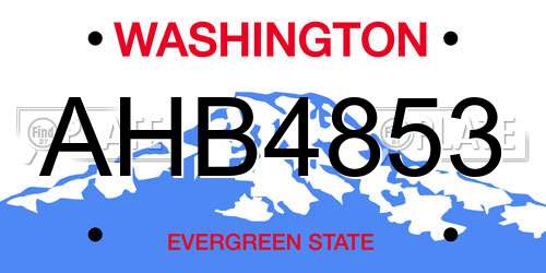 AHB4853 Washington License Plate