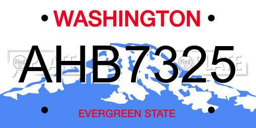 AHB7325 Washington License Plate
