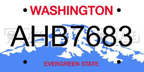 AHB7683 Washington License Plate